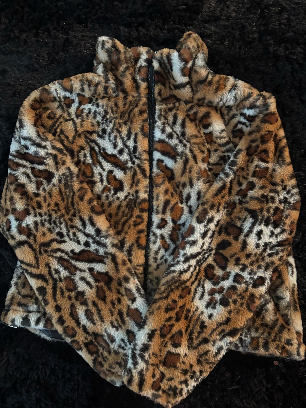 Jou Jou Leopard Print Faux Fur Jacket